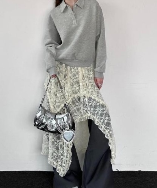 LADY LIKE（レディライク）の「ランダムヘムレースレイヤードスカート（スカート・レディース・ライトベージュ/ブラック/ホワイト・M）」の18枚目の写真