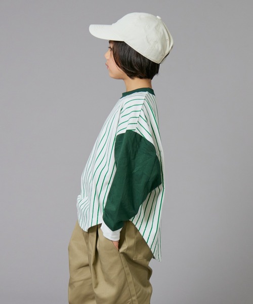 PAIRMANON STREET(ペアマノンストリート)の「【PAIRMANON STREET】ベースボール 配色 ストライプ 長袖 Tシャツ トップス(Tシャツ/カットソー・キッズ・オレンジ/ブラック/グリーン・100/110/120/130/140/150/160/90)」の12枚目の写真