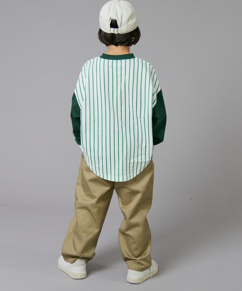 PAIRMANON STREET(ペアマノンストリート)の「【PAIRMANON STREET】ベースボール 配色 ストライプ 長袖 Tシャツ トップス(Tシャツ/カットソー・キッズ・オレンジ/ブラック/グリーン・100/110/120/130/140/150/160/90)」の13枚目の写真