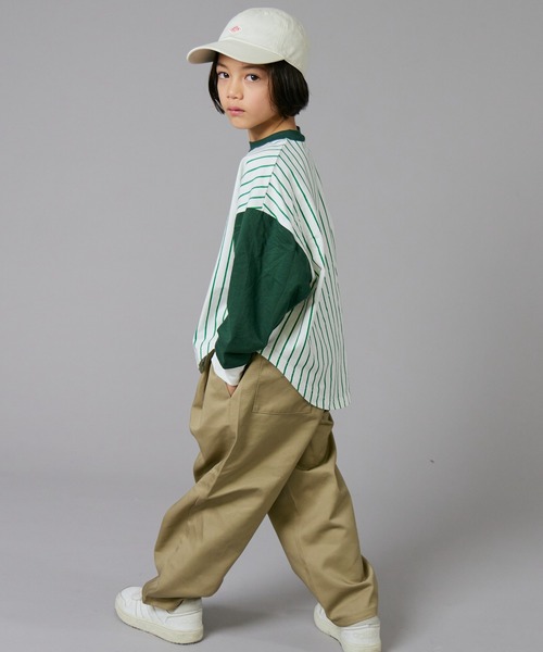 PAIRMANON STREET(ペアマノンストリート)の「【PAIRMANON STREET】ベースボール 配色 ストライプ 長袖 Tシャツ トップス(Tシャツ/カットソー・キッズ・オレンジ/ブラック/グリーン・100/110/120/130/140/150/160/90)」の16枚目の写真