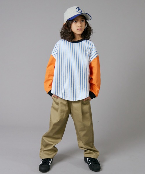 PAIRMANON STREET(ペアマノンストリート)の「【PAIRMANON STREET】ベースボール 配色 ストライプ 長袖 Tシャツ トップス(Tシャツ/カットソー・キッズ・オレンジ/ブラック/グリーン・100/110/120/130/140/150/160/90)」の17枚目の写真