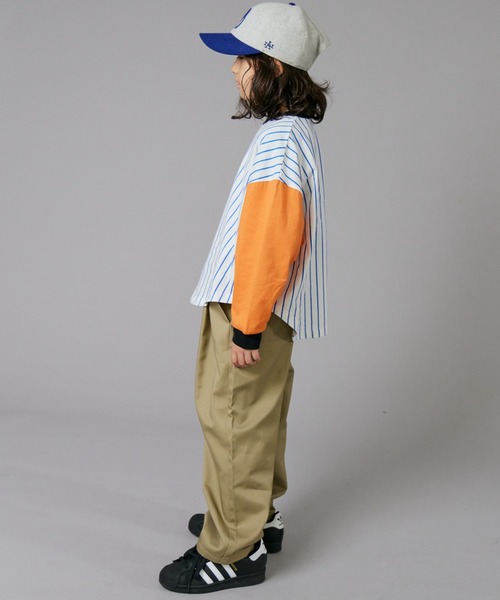 PAIRMANON STREET(ペアマノンストリート)の「【PAIRMANON STREET】ベースボール 配色 ストライプ 長袖 Tシャツ トップス(Tシャツ/カットソー・キッズ・オレンジ/ブラック/グリーン・100/110/120/130/140/150/160/90)」の18枚目の写真