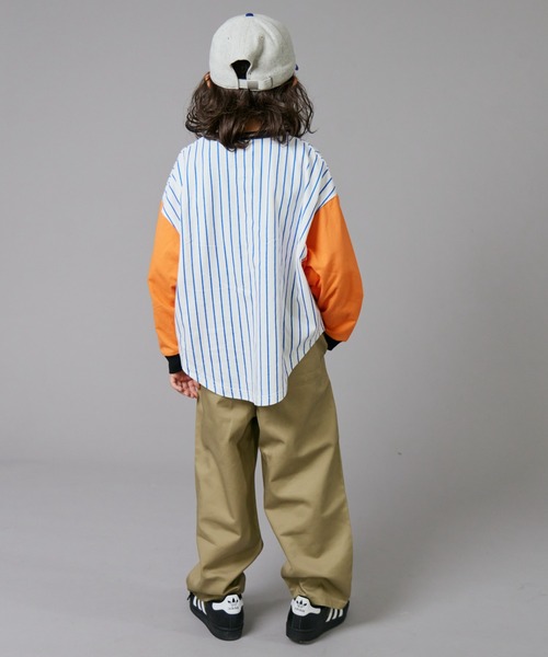 PAIRMANON STREET(ペアマノンストリート)の「【PAIRMANON STREET】ベースボール 配色 ストライプ 長袖 Tシャツ トップス(Tシャツ/カットソー・キッズ・オレンジ/ブラック/グリーン・100/110/120/130/140/150/160/90)」の19枚目の写真