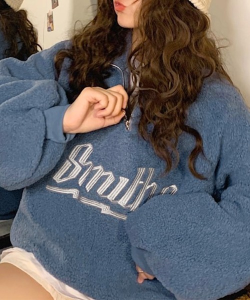 Lace Ladies(レースレディース)の「ハーフジップ 配色 ロゴ フリース プルオーバー(スウェット・レディース・ブラック/ブルー/アイボリー/ブラウン・XL/M)」の17枚目の写真