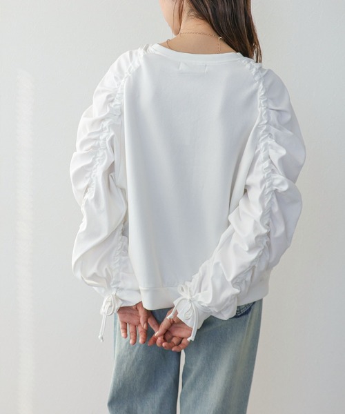 Cepica(セピカ)の「ギャザースリーブトップス(シャツ/ブラウス・レディース・ブラック/オフホワイト・FREE)」の22枚目の写真