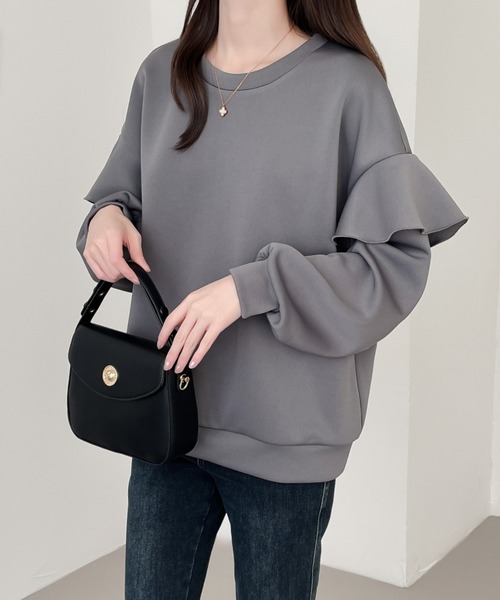 ABITOKYO(アビトーキョー)の「ショルフリル段ボールスウェットプルオーバー(スウェット・レディース・アイボリー/ブラック/チャコールグレー・M/L/XL)」の10枚目の写真