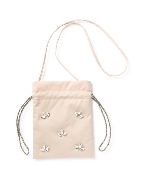 NATURAL BEAUTY BASIC(ナチュラルビューティーベーシック)の「◇【美人百花掲載】【Oggi掲載】ボタニカルビジューバッグ(ハンドバッグ・レディース・チャコールグレー/ライトグリーン/ピンク・フリ-)」の6枚目の写真