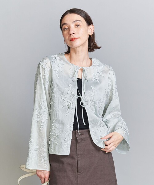 【未使用品】セルロースナイロン　エンブロイダリー　シャツ　オフホワイト BEAUTY&YOUTH UNITED ARROWS｜セルロースナイロン エンブロイ