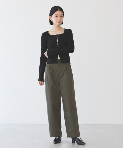 AMERICAN HOLIC（アメリカンホリック）の「チノ2タックワイドストレートパンツ（チノパンツ・レディース・ベージュ/カーキ/ブラック/ダークグレー・マルチサイズ）」の17枚目の写真