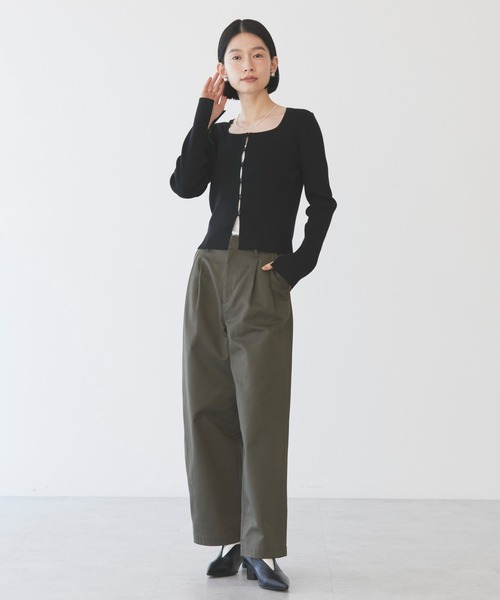 AMERICAN HOLIC（アメリカンホリック）の「チノ2タックワイドストレートパンツ（チノパンツ・レディース・ベージュ/カーキ/ブラック/ダークグレー・マルチサイズ）」の18枚目の写真