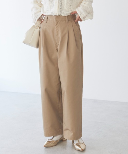 AMERICAN HOLIC（アメリカンホリック）の「チノ2タックワイドストレートパンツ（チノパンツ・レディース・ベージュ/カーキ/ブラック/ダークグレー・マルチサイズ）」の5枚目の写真