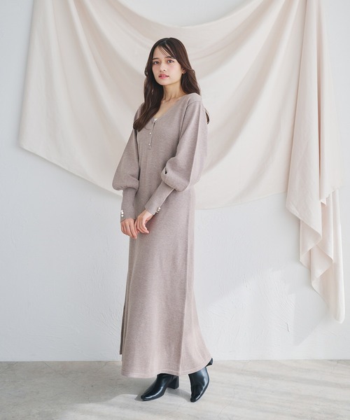 fupel(フぺル)の「volume sleeve knit onepiece /ボリュームスリーブニットワンピース(ワンピース・レディース・ブラウン系その他/ピンクベージュ・FREE)」の20枚目の写真