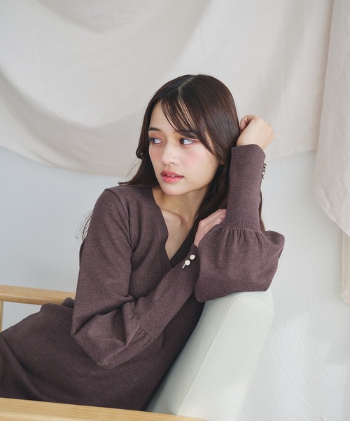 fupel(フぺル)の「volume sleeve knit onepiece /ボリュームスリーブニットワンピース(ワンピース・レディース・ブラウン系その他/ピンクベージュ・FREE)」の18枚目の写真