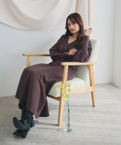 fupel(フぺル)の「volume sleeve knit onepiece /ボリュームスリーブニットワンピース(ワンピース・レディース・ブラウン系その他/ピンクベージュ・FREE)」の14枚目の写真