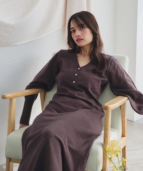 fupel(フぺル)の「volume sleeve knit onepiece /ボリュームスリーブニットワンピース(ワンピース・レディース・ブラウン系その他/ピンクベージュ・FREE)」の17枚目の写真