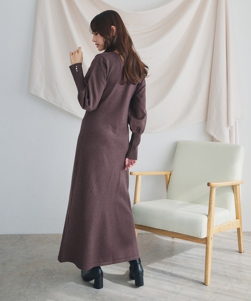 fupel(フぺル)の「volume sleeve knit onepiece /ボリュームスリーブニットワンピース(ワンピース・レディース・ブラウン系その他/ピンクベージュ・FREE)」の8枚目の写真