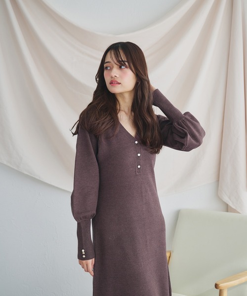 fupel(フぺル)の「volume sleeve knit onepiece /ボリュームスリーブニットワンピース(ワンピース・レディース・ブラウン系その他/ピンクベージュ・FREE)」の11枚目の写真