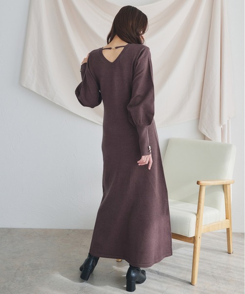 fupel(フぺル)の「volume sleeve knit onepiece /ボリュームスリーブニットワンピース(ワンピース・レディース・ブラウン系その他/ピンクベージュ・FREE)」の3枚目の写真