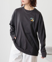 ワイドシルエット ワンポイントアニマル刺繍ロングスリーブTシャツ