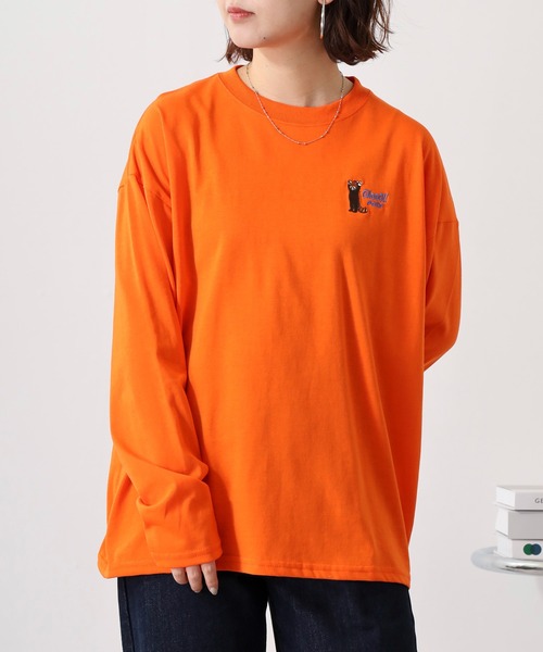 FUNALIVE（ファンアライブ）の「ワイドシルエット ワンポイントアニマル刺繍ロングスリーブTシャツ（Tシャツ/カットソー・メンズ・オフホワイト/ダークグリーン/ブラック/ネイビー/ミント/ブルー系その他/ホワイト/ホワイト系その他2/ブラック系その他2/ダークラベンダー/スミクロ/オレンジ・L/M/LL）」の12枚目の写真