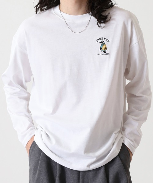 FUNALIVE（ファンアライブ）の「ワイドシルエット ワンポイントアニマル刺繍ロングスリーブTシャツ（Tシャツ/カットソー・メンズ・オフホワイト/ダークグリーン/ブラック/ネイビー/ミント/ブルー系その他/ホワイト/ホワイト系その他2/ブラック系その他2/ダークラベンダー/スミクロ/オレンジ・L/M/LL）」の14枚目の写真
