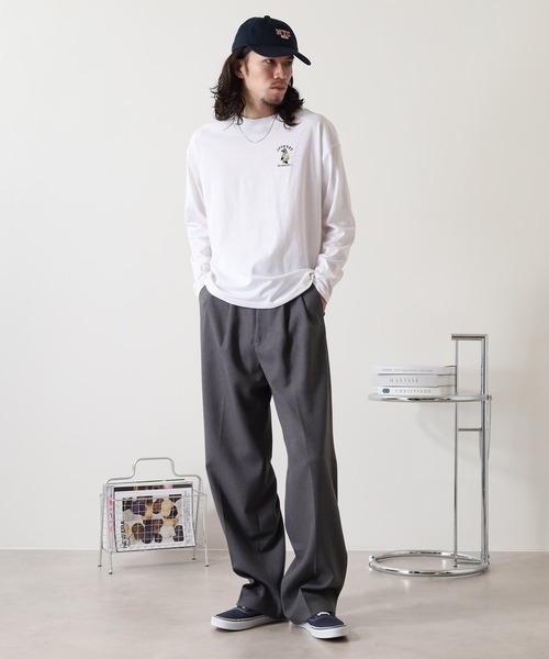 FUNALIVE（ファンアライブ）の「ワイドシルエット ワンポイントアニマル刺繍ロングスリーブTシャツ（Tシャツ/カットソー・メンズ・オフホワイト/ダークグリーン/ブラック/ネイビー/ミント/ブルー系その他/ホワイト/ホワイト系その他2/ブラック系その他2/ダークラベンダー/スミクロ/オレンジ・L/M/LL）」の16枚目の写真