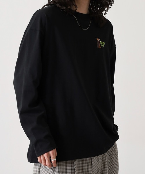 FUNALIVE（ファンアライブ）の「ワイドシルエット ワンポイントアニマル刺繍ロングスリーブTシャツ（Tシャツ/カットソー・メンズ・オフホワイト/ダークグリーン/ブラック/ネイビー/ミント/ブルー系その他/ホワイト/ホワイト系その他2/ブラック系その他2/ダークラベンダー/スミクロ/オレンジ・L/M/LL）」の17枚目の写真