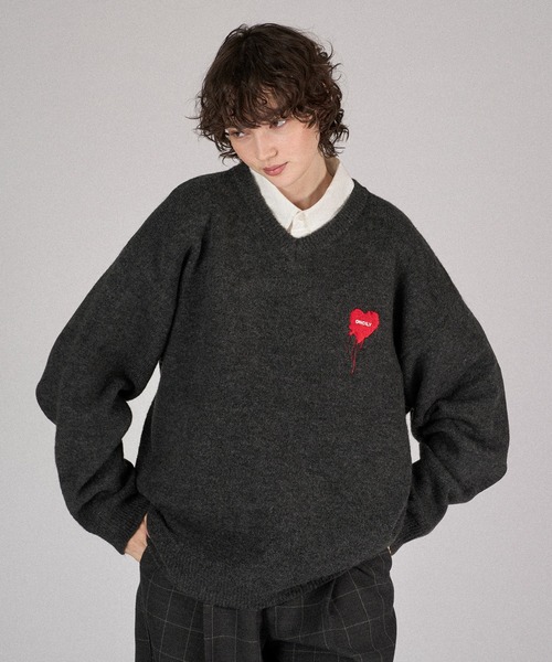 denty様　Fluffy V-neck Knit ブラック denty様Fluffy V-neck Knit ブラック