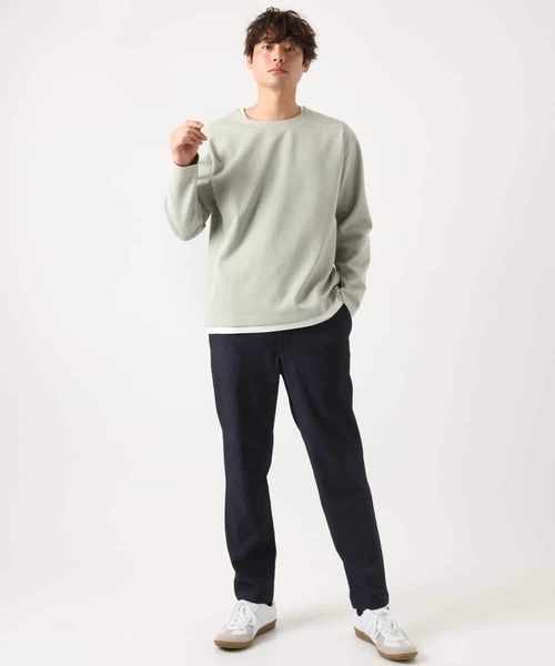 a.v.v（アーヴェヴェ）の「【イージーケア/毛玉になりにくい】ツイルシャンブレーフェイクレイヤードカットソー（Tシャツ/カットソー・メンズ・ライトグレー/ネイビー/ミント・46/48/50）」の6枚目の写真