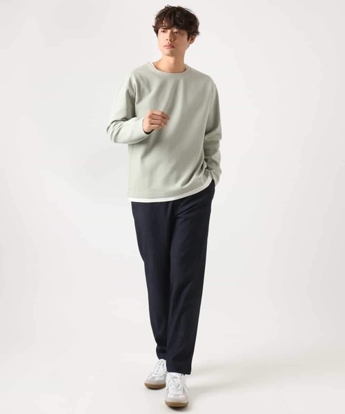 a.v.v（アーヴェヴェ）の「【イージーケア/毛玉になりにくい】ツイルシャンブレーフェイクレイヤードカットソー（Tシャツ/カットソー・メンズ・ライトグレー/ネイビー/ミント・46/48/50）」の7枚目の写真