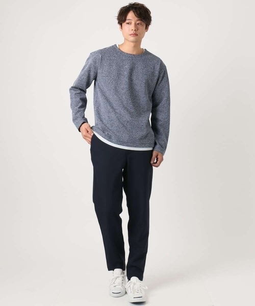 a.v.v（アーヴェヴェ）の「【イージーケア/毛玉になりにくい】ツイルシャンブレーフェイクレイヤードカットソー（Tシャツ/カットソー・メンズ・ライトグレー/ネイビー/ミント・46/48/50）」の8枚目の写真