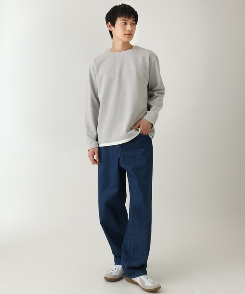 a.v.v（アーヴェヴェ）の「【イージーケア/毛玉になりにくい】ツイルシャンブレーフェイクレイヤードカットソー（Tシャツ/カットソー・メンズ・ライトグレー/ネイビー/ミント・46/48/50）」の11枚目の写真