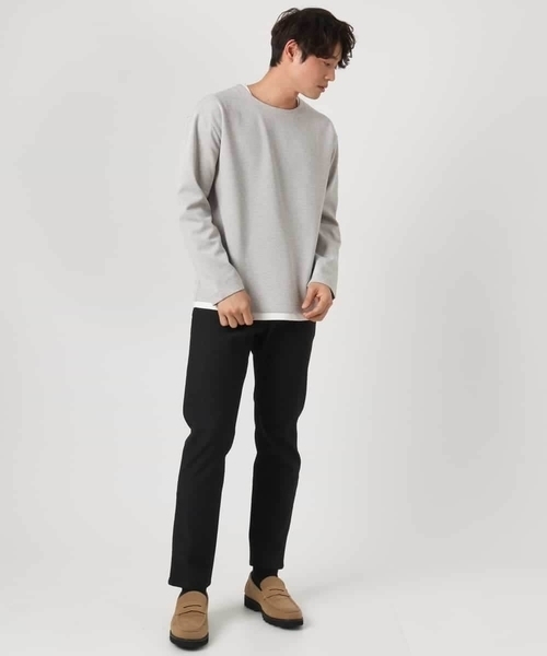 a.v.v（アーヴェヴェ）の「【イージーケア/毛玉になりにくい】ツイルシャンブレーフェイクレイヤードカットソー（Tシャツ/カットソー・メンズ・ライトグレー/ネイビー/ミント・46/48/50）」の13枚目の写真