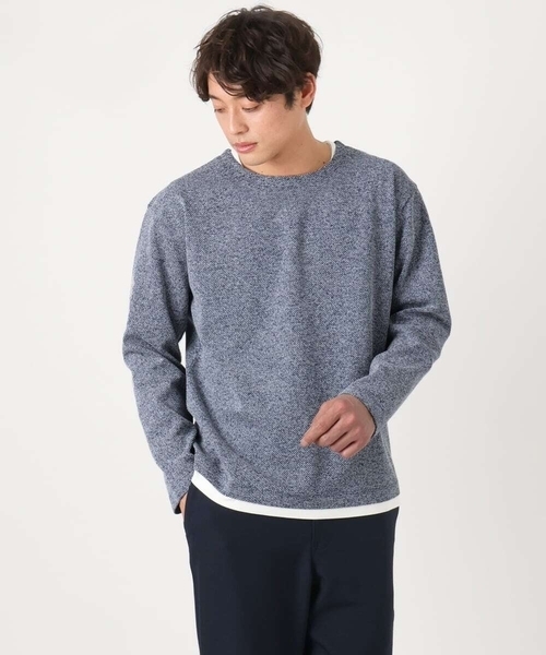 a.v.v（アーヴェヴェ）の「【イージーケア/毛玉になりにくい】ツイルシャンブレーフェイクレイヤードカットソー（Tシャツ/カットソー・メンズ・ライトグレー/ネイビー/ミント・46/48/50）」の21枚目の写真