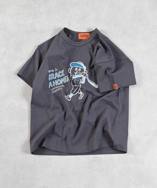 UNIVERSAL OVERALL（ユニバーサルオーバーオール）の「【UNIVERSAL OVERALL】別注プリントTee（Tシャツ/カットソー・キッズ・チャコール/杢グレー/オフホワイト・80/90/95/100/110/120/130/140/150）」の3枚目の写真
