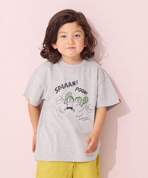 UNIVERSAL OVERALL（ユニバーサルオーバーオール）の「【UNIVERSAL OVERALL】別注プリントTee（Tシャツ/カットソー・キッズ・チャコール/杢グレー/オフホワイト・80/90/95/100/110/120/130/140/150）」の6枚目の写真