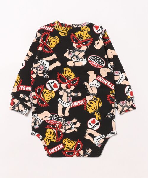 HYSTERIC MINI（ヒステリックミニ）の「MY FIRST HYSTERIC MINIDOLL総柄長袖ロンパース（ロンパース・キッズ・ブラック系その他/グリーン系その他/ホワイト系その他・70/80）」の4枚目の写真