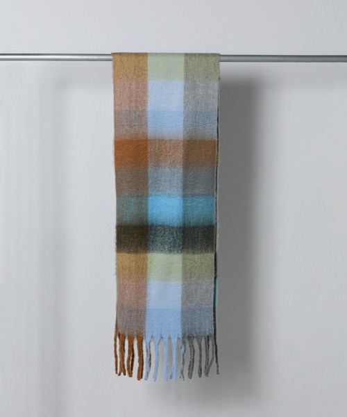 ROSE BUD（ローズバッド）の「カラーブロックチェックマフラー（マフラー・レディース・ブラウン・ONE SIZE）」の2枚目の写真