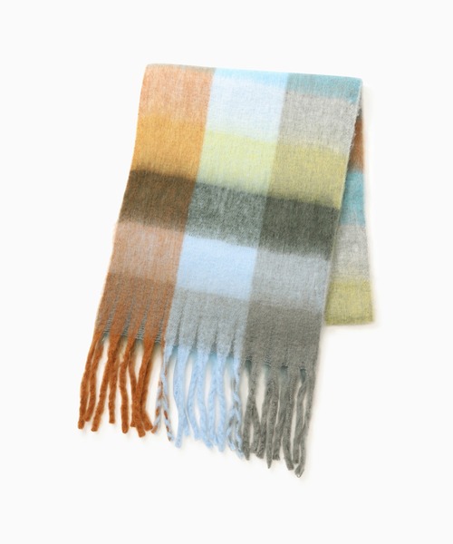 ROSE BUD（ローズバッド）の「カラーブロックチェックマフラー（マフラー・レディース・ブラウン・ONE SIZE）」の3枚目の写真