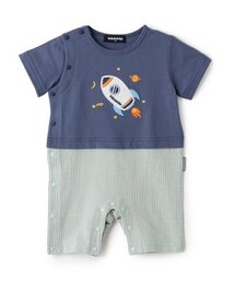 ロケットアップリケ半袖カバーオール