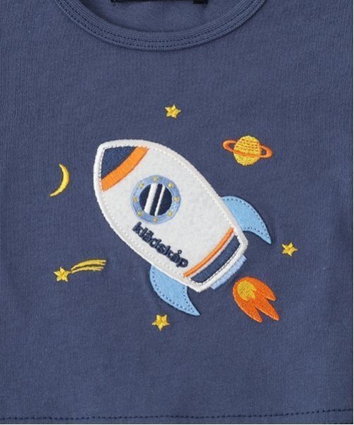 kladskap（クレードスコープ）の「ロケットアップリケ半袖カバーオール（ロンパース・キッズ・クリーム/ネイビー・70cm/80ｃｍ）」の4枚目の写真