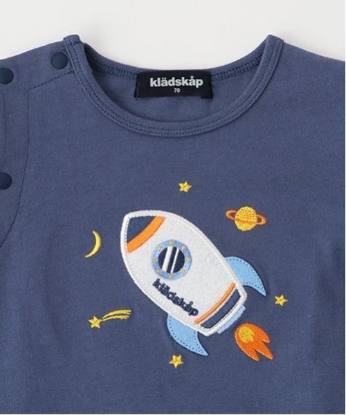 kladskap（クレードスコープ）の「ロケットアップリケ半袖カバーオール（ロンパース・キッズ・クリーム/ネイビー・70cm/80ｃｍ）」の6枚目の写真