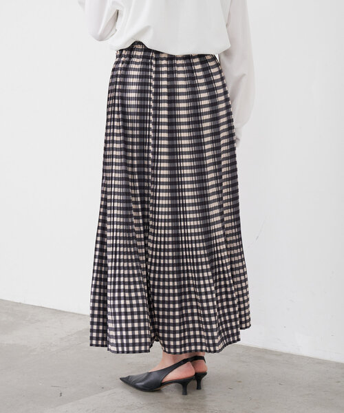 Jena espace merveilleux（ジェナ　エスパスメルヴェイユ）の「プリーツチェックスカート（スカート・レディース・グレー/ブラック/ベージュ・FREE）」の10枚目の写真