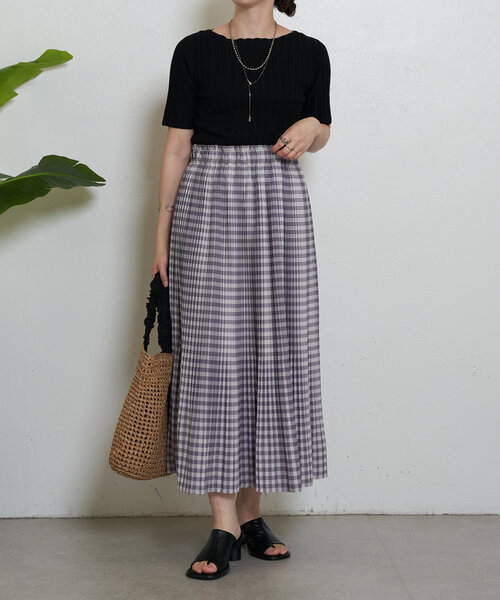 Jena espace merveilleux（ジェナ　エスパスメルヴェイユ）の「プリーツチェックスカート（スカート・レディース・グレー/ブラック/ベージュ・FREE）」の11枚目の写真