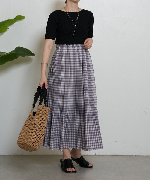 Jena espace merveilleux（ジェナ　エスパスメルヴェイユ）の「プリーツチェックスカート（スカート・レディース・グレー/ブラック/ベージュ・FREE）」の12枚目の写真