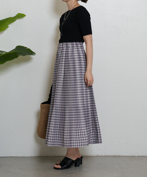 Jena espace merveilleux（ジェナ　エスパスメルヴェイユ）の「プリーツチェックスカート（スカート・レディース・グレー/ブラック/ベージュ・FREE）」の14枚目の写真