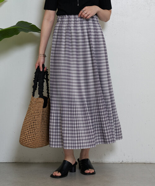 Jena espace merveilleux（ジェナ　エスパスメルヴェイユ）の「プリーツチェックスカート（スカート・レディース・グレー/ブラック/ベージュ・FREE）」の15枚目の写真