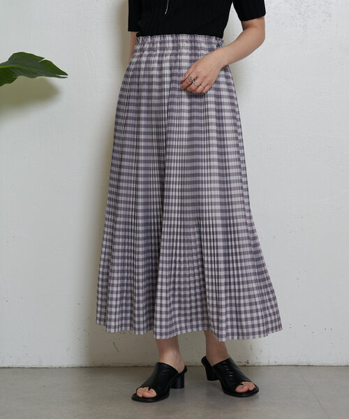 Jena espace merveilleux（ジェナ　エスパスメルヴェイユ）の「プリーツチェックスカート（スカート・レディース・グレー/ブラック/ベージュ・FREE）」の17枚目の写真