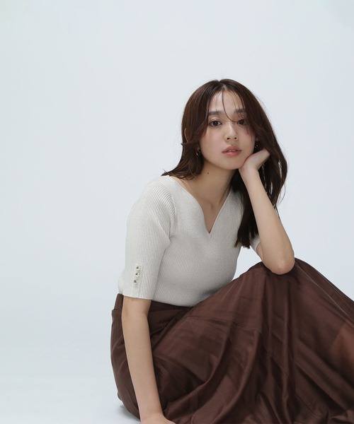 ニュアンスネックラメリブニット ニュアンスネックラメリブニット | NATURAL BEAUTY BASIC