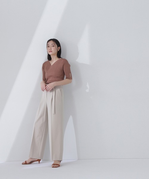 NATURAL BEAUTY BASIC(ナチュラルビューティーベーシック)の「◇ニュアンスネックラメリブニット(ニット/セーター・レディース・チャコールグレー/ベージュ/ブラウン/ブルー・FREE)」の13枚目の写真